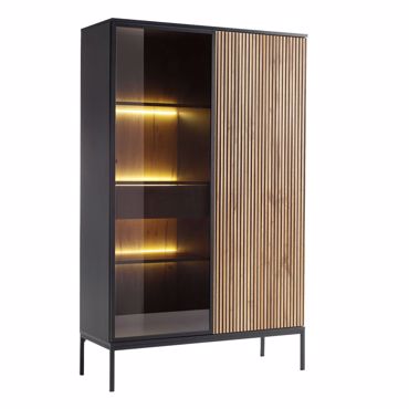 Liberta - Maison MYSTERY Βιτρίνα Φυσικό Σκούρο/Μαύρο με 2 Πόρτες 104x39x166cm 05-0811